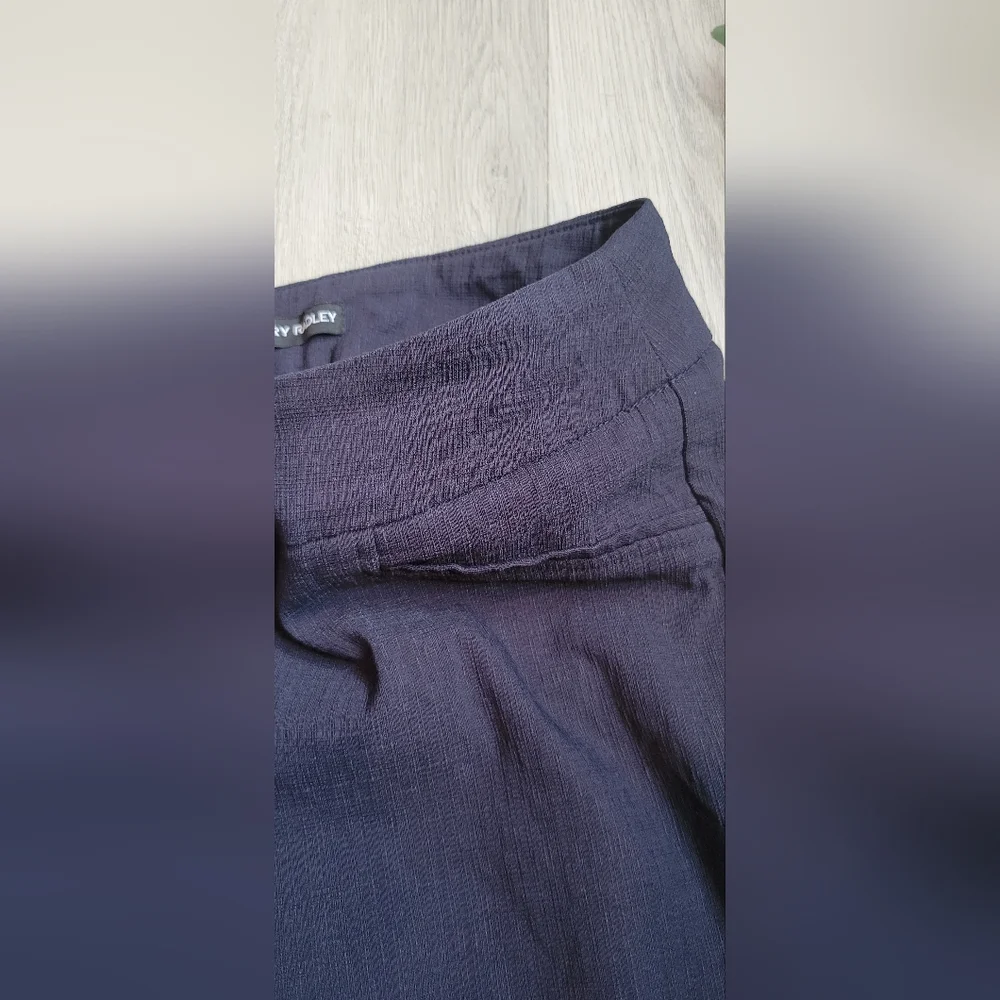 Hilary Radley Dark Navy Textured Cropped Pull-up Pants, Women's Small - Picture 3 of 14
